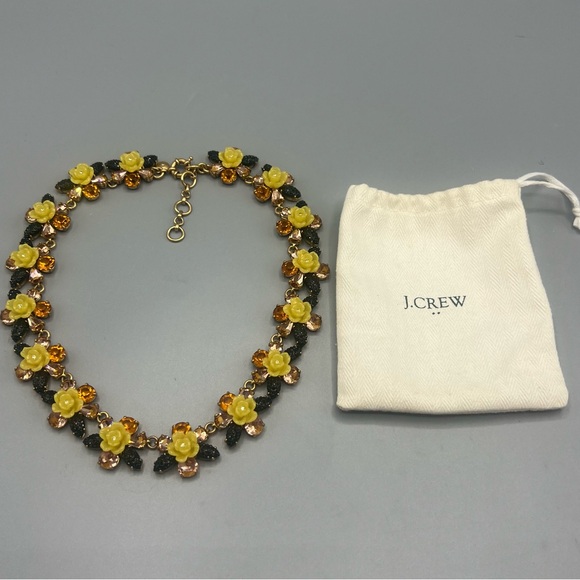 J. Crew Firefly Yellow Floral Jeweled Statement Necklace - Picture 5 of 5